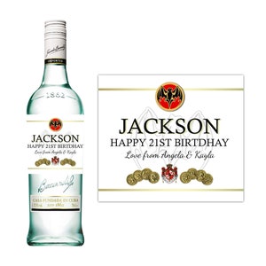 Personalised Bacardi White Rum Bottle Alcohol Label Sticker Birthday Wedding
