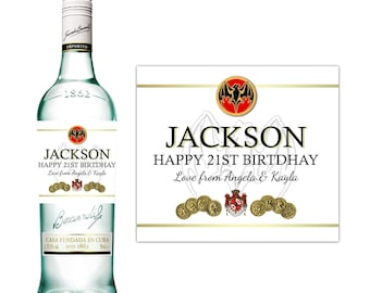Personalised Bacardi White Rum Bottle Alcohol Label Sticker ...