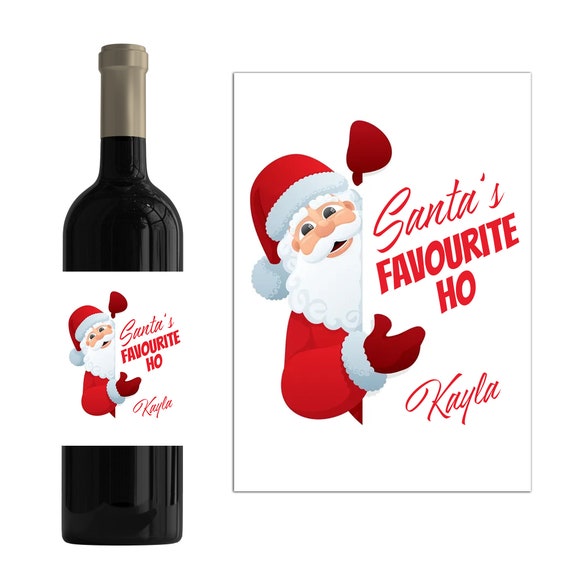 Personnalisé drôle de vin de Noël Étiquette de cadeau Nom de