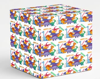 Personalised Dinosaur Wrapping Paper, Custom Name Birthday Gift Wrap