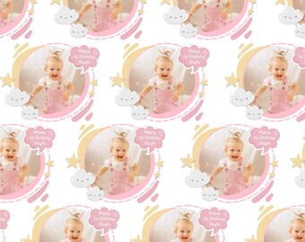 Girls Personalised Birthday Name Photo Gift Wrapping Paper
