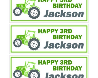 Personalised Green Tractor Happy Birthday Banner Farmer