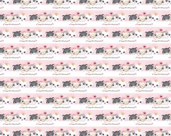 Personalised Cat Kitten Pet Wrapping Paper Birthday Pink  Any Name Age Girls Womens