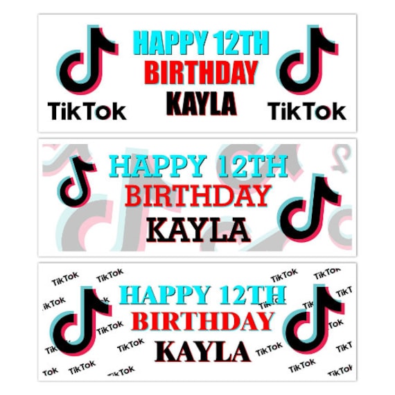 Personalised White Tik Tok Happy Birthday Banner Social Media Etsy