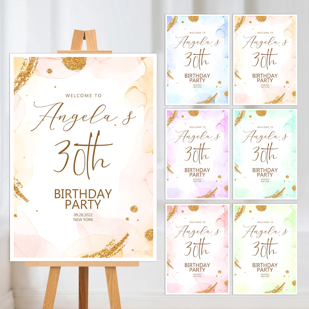 Personalised Womens Girls Birthday Party Sign A2, A3 or A4