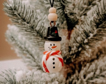 Mini Christmas Snowman Ornaments, Hand Painted, Small, Winter, Snowmen Decor, Nature, Vintage, Wooden, Tiny, Christmas Gift, Mini Tag,