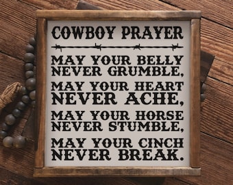Cowboy Prayer Wood Sign, Cowboy Decor, Western Decor, Nursery, Cowboy Decor, Barbed Wire, Western Design, Wild West, Cowboy Code, Gift
