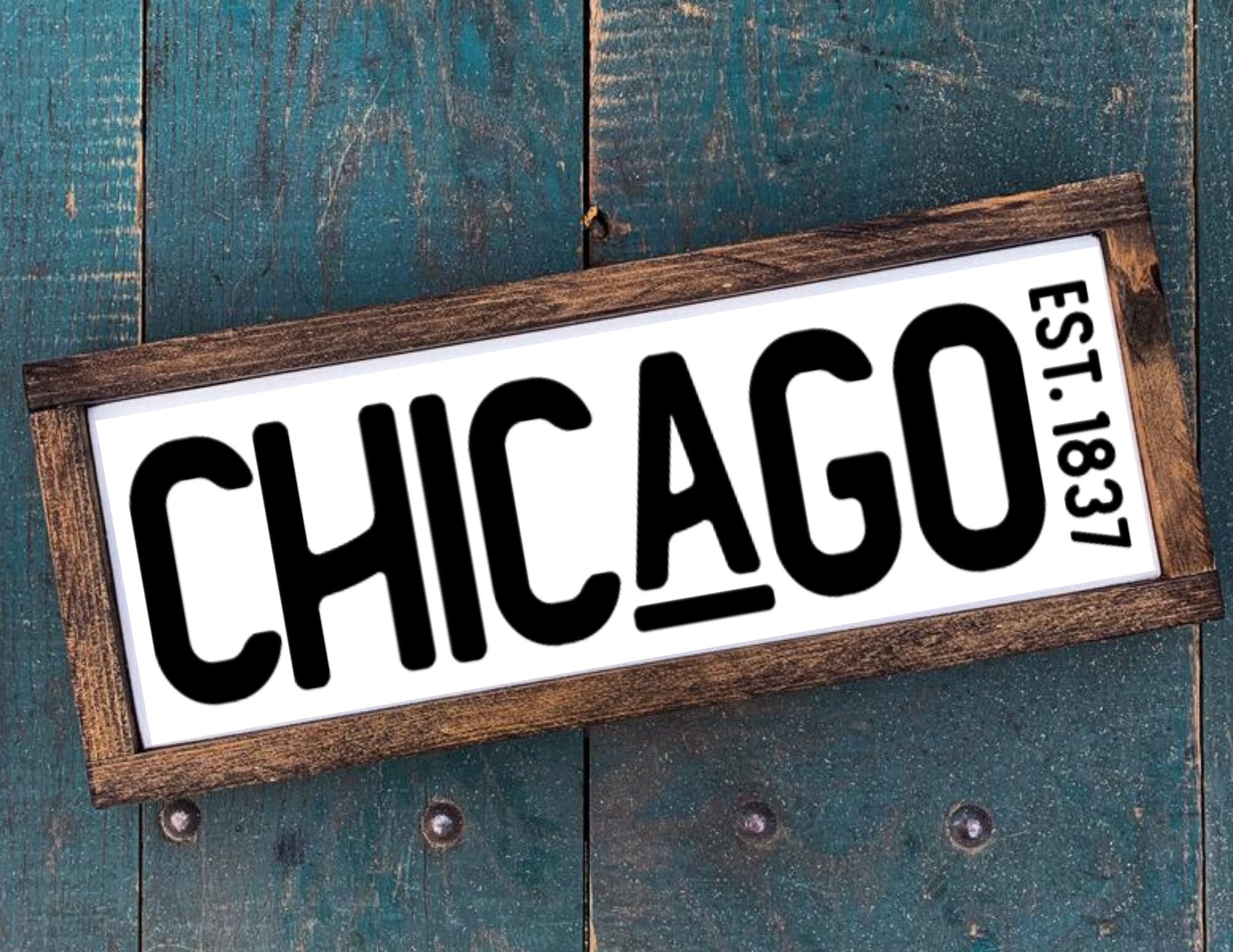Chicago City Sign Historic Style Sign Wood Sign Est Date Etsy