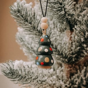 Mini Christmas Tree Ornaments, Hand Painted, Small, Winter, Tree Decor, Nature, Vintage, Wooden, Tiny, Christmas Gift, Mini Tag, Woodland