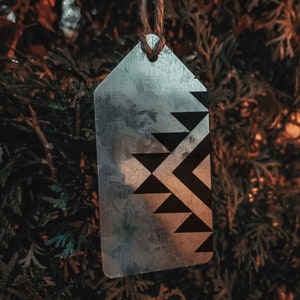 Aztec Print Ornament, Western Ornament, Tin Ornament, Western Decor, Western Christmas, Boho Ornament, Country Decor, Christmas Tag