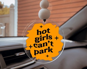 Hot Girls Can't Park Car Charm, Retro Car Decor