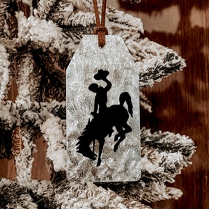 Rodeo Cowboy Ornament, Western Ornament, Tin Ornament, Western Decor, Western Christmas, Farmhouse Ornament, Country Decor, Christmas Tag