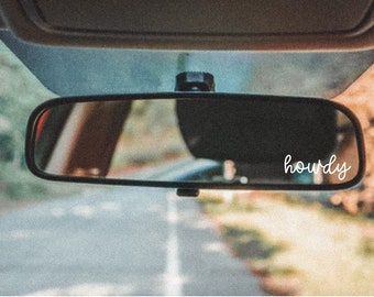 Howdy Rear View Mirror Decal, Western Car Sticker