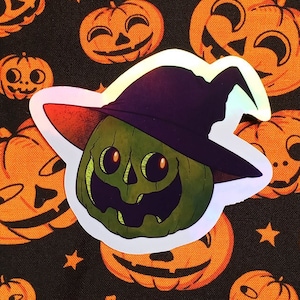 A Witchy Pumpkin - Halloween Holographic Sticker