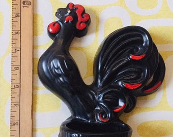 Vintage Rooster Ceramic Wall Decor and Planter, Wall Pocket, 1970s Kitchen wall plaque