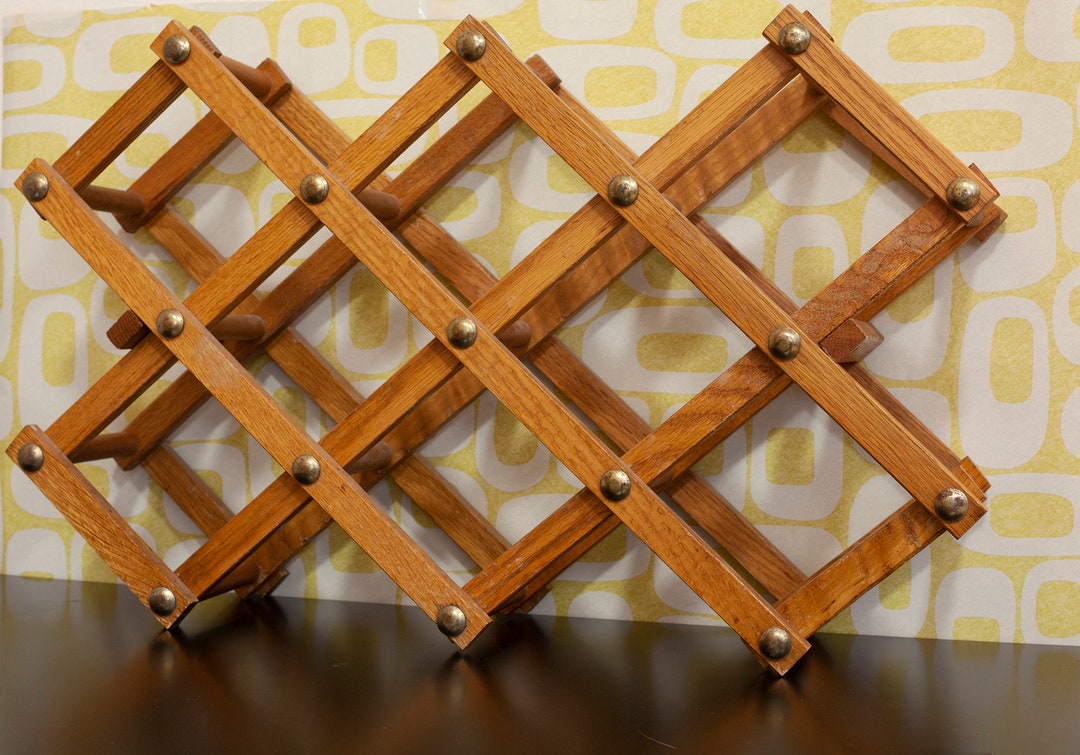 Vintage Accordion Wine Rack Collapsible Wine Rack Folding Wood Rack
