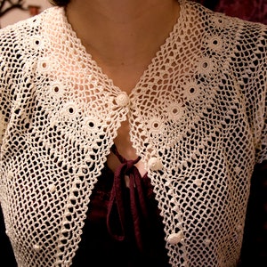Vintage Wedding Cardigan, Bridal Bolero Crochet, Shrug Sweater, Top, Blouse