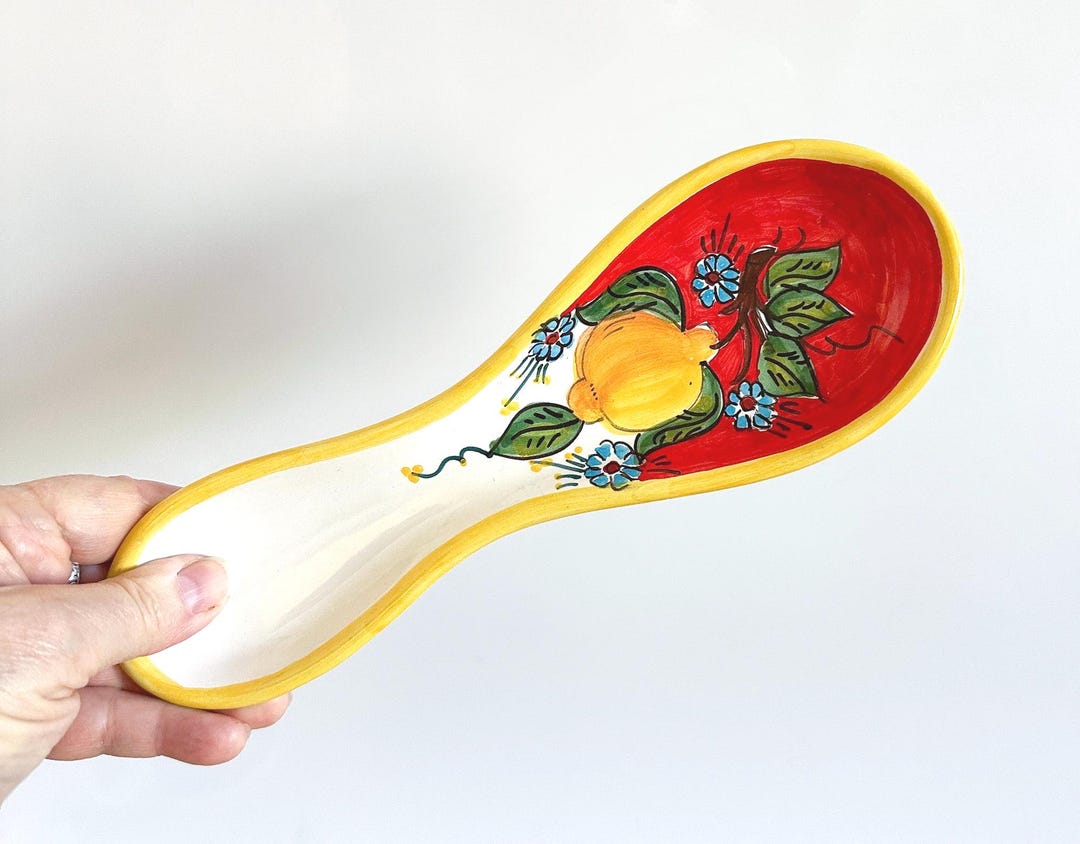 Vintage Italian Ceramic Spoon Rest, Hand Painted Kitchen Decor Made in ...