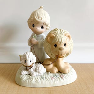 Precious Moments Peace On Earth, Lion, Lamb and Child E9287R