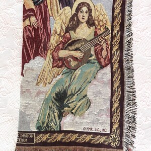 Vintage Woven Tapestry Blanket Throw with Musical Angels by Hallmark Design Collection made by Goodwin Weavers image 3