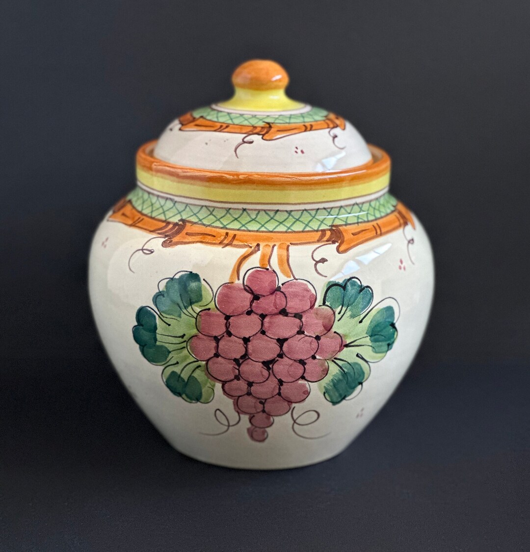 Vietri Large Ceramic Jar With Lid, Made in Italy, Cookie Biscotti