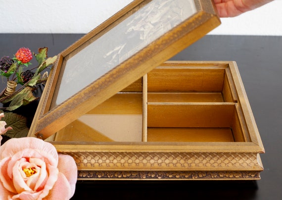 Wooden jewelry box with mirror discount