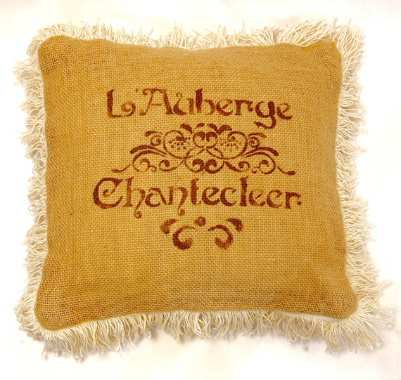 French Design Burlap Pillow Etsy