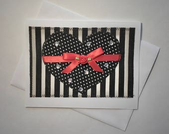handmade fabric Heart card