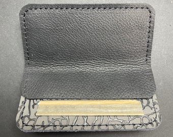 Black Elephant Print Leather Rolling Papers Holder. Tobacco rolling pouch.