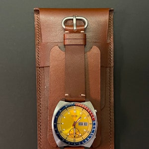 Hand Made Low Profile Leather Watch Pouch