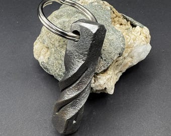 Hand forged blacksmith twist keyring