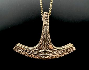Bronze Ukonvasara Pendant: Finnish Thunder God Hammer Necklace