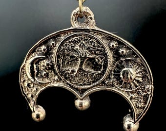 Bronze Sun and Moon Crescent Pendant
