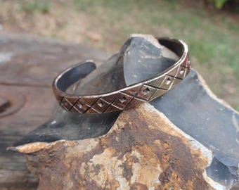 Bronze Wrist Torc - Cross and dot