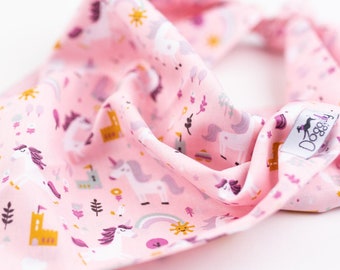 Unicorn dog bandana | pink dog bandana | tie on dog bandana | puppy bandana | pink dog bandana | summer dog bandana | female dog bandanaana