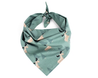 Christmas Moose dog bandana | green dog bandana | festive dog bandana | holiday dog bandana | winter dog bandana | santa dog bandana