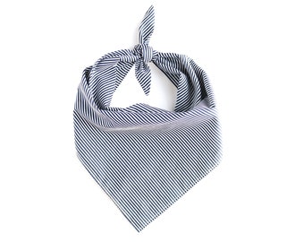 Blue classy dog bandana | elegant dog bandana | sophisticated dog accessories | blue striped dog bandana | blue puppy bandana | unisex dog