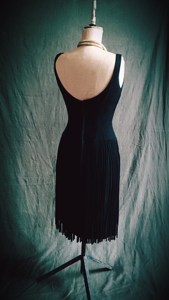 Black 1960s fringe dress - image 3