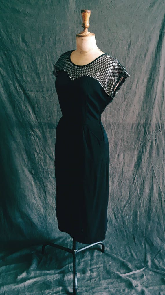 1960s fishnet and diamanté wiggle dress