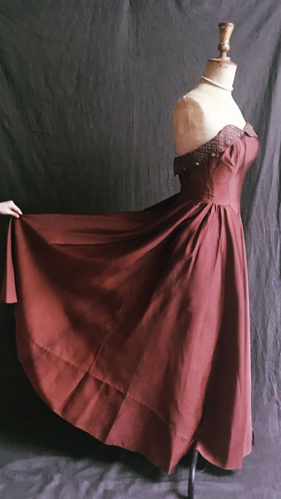 1950s Vintage Copper Strapless Gown - image 2