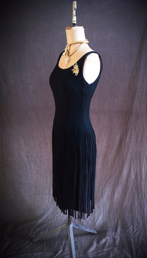 Black 1960s fringe dress - image 9