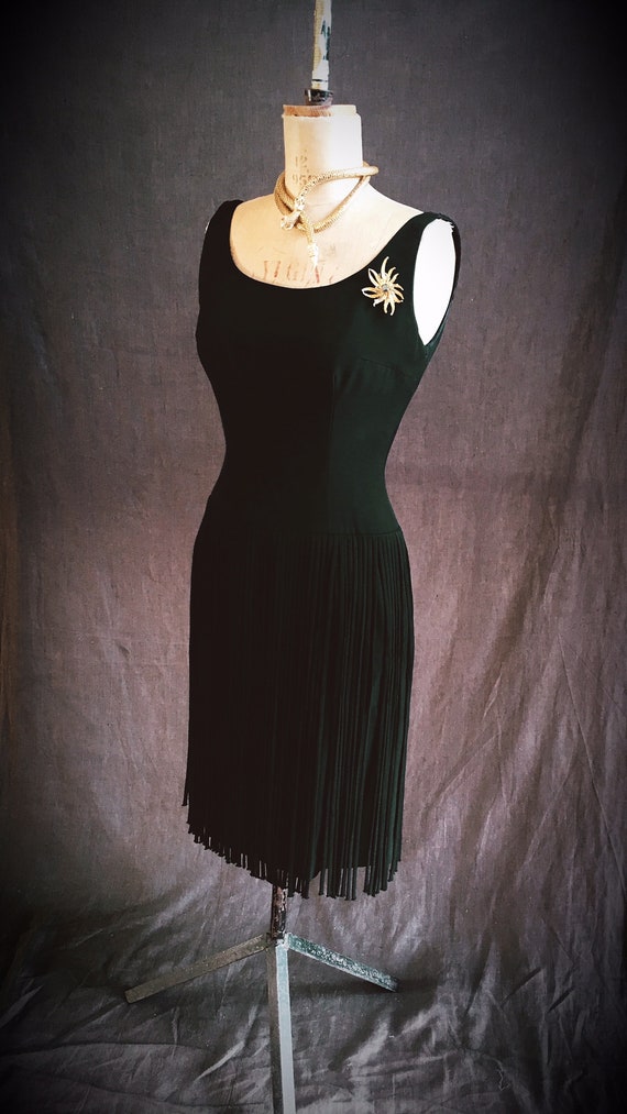 Black 1960s fringe dress - image 4