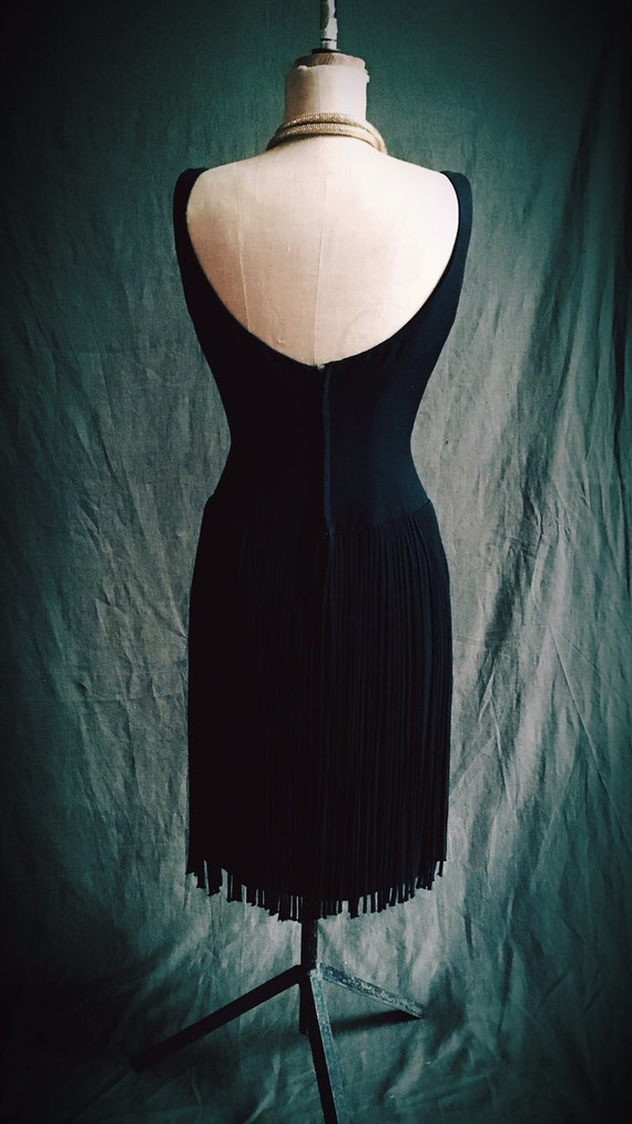Black 1960s fringe dress - image 5