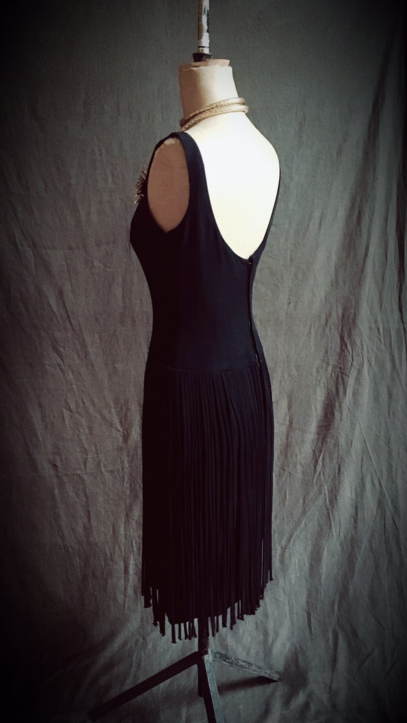 Black 1960s fringe dress - image 10