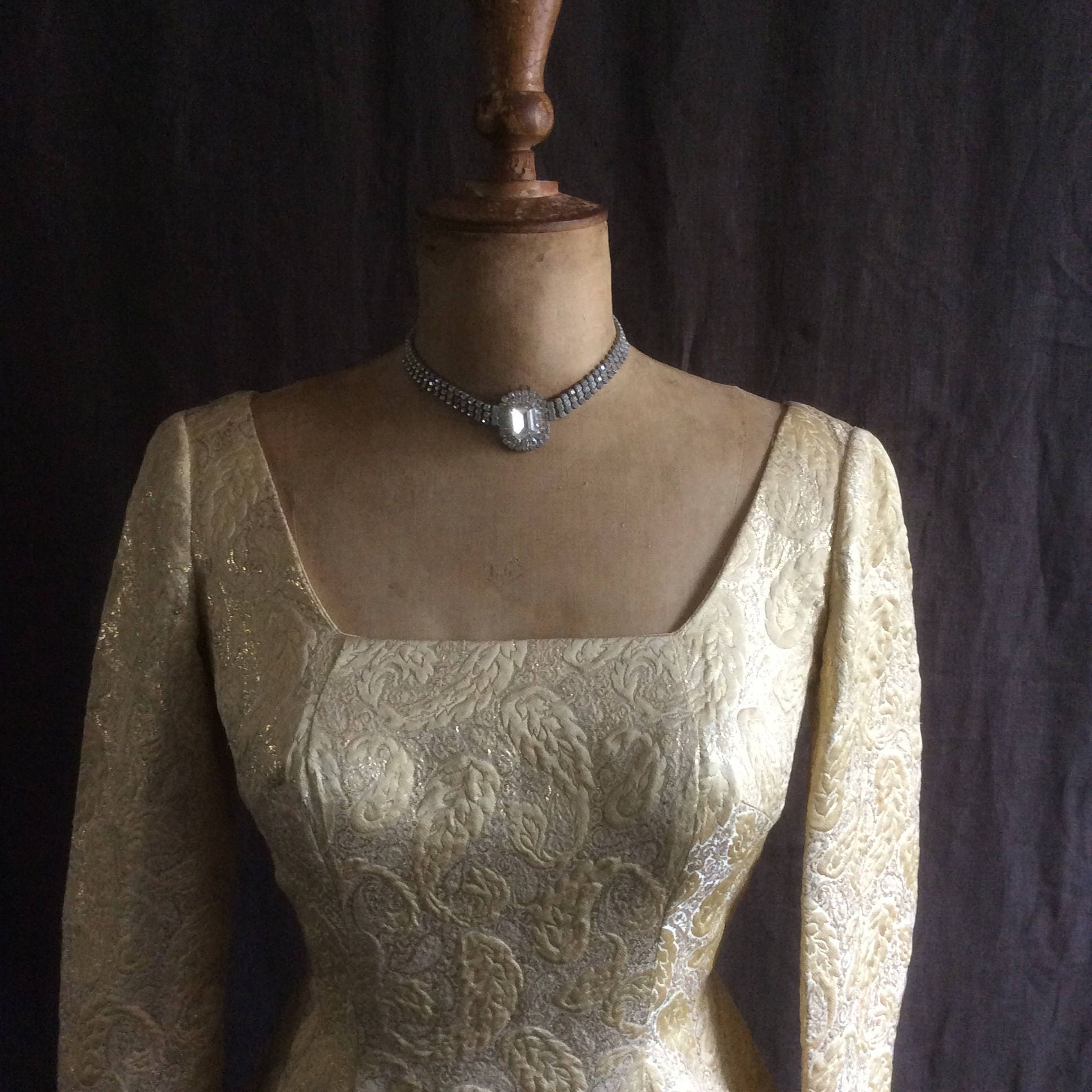 Early 1960s Full Length Wiggle Dress in Gold Silk Brocade - Etsy