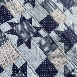Keepsake Memory Quilt: Handmade from Loved One's Clothing- Stars and squares pattern