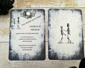 Gothic Wedding invitations with RSVP, Skull invites black and white, Alternative invitations, personalised invitations