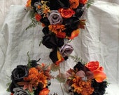 Gothic teardrop bouquet, grey orange and black