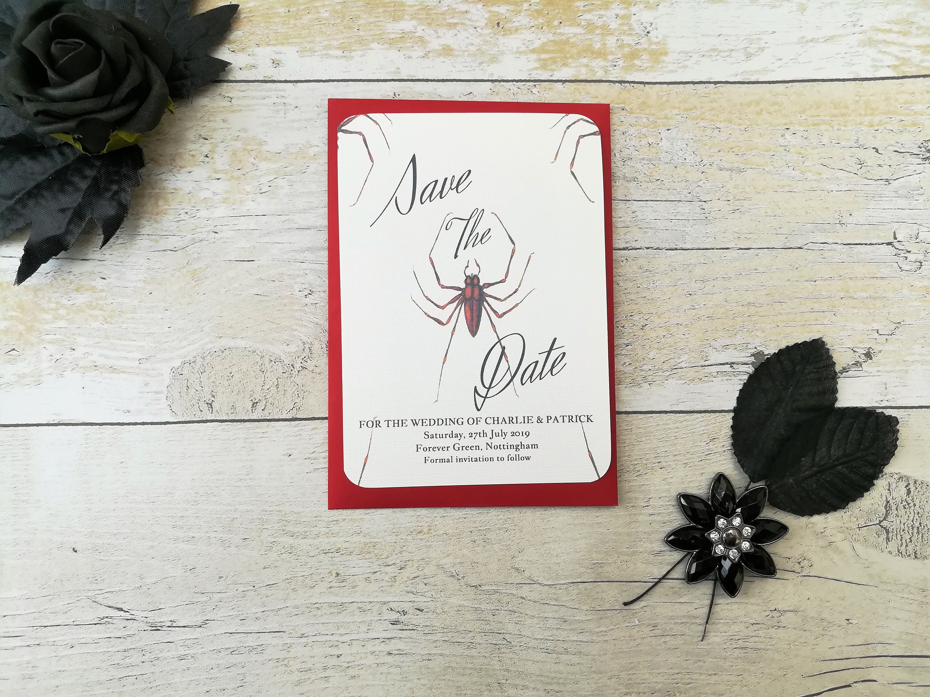 SAVE THE DATE MAGNETS Personalised Wedding Flowers and Butterflies Design