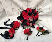 Black and red gothic wedding bouquet